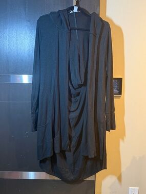 Athleta Black Hooded Open Cardigan